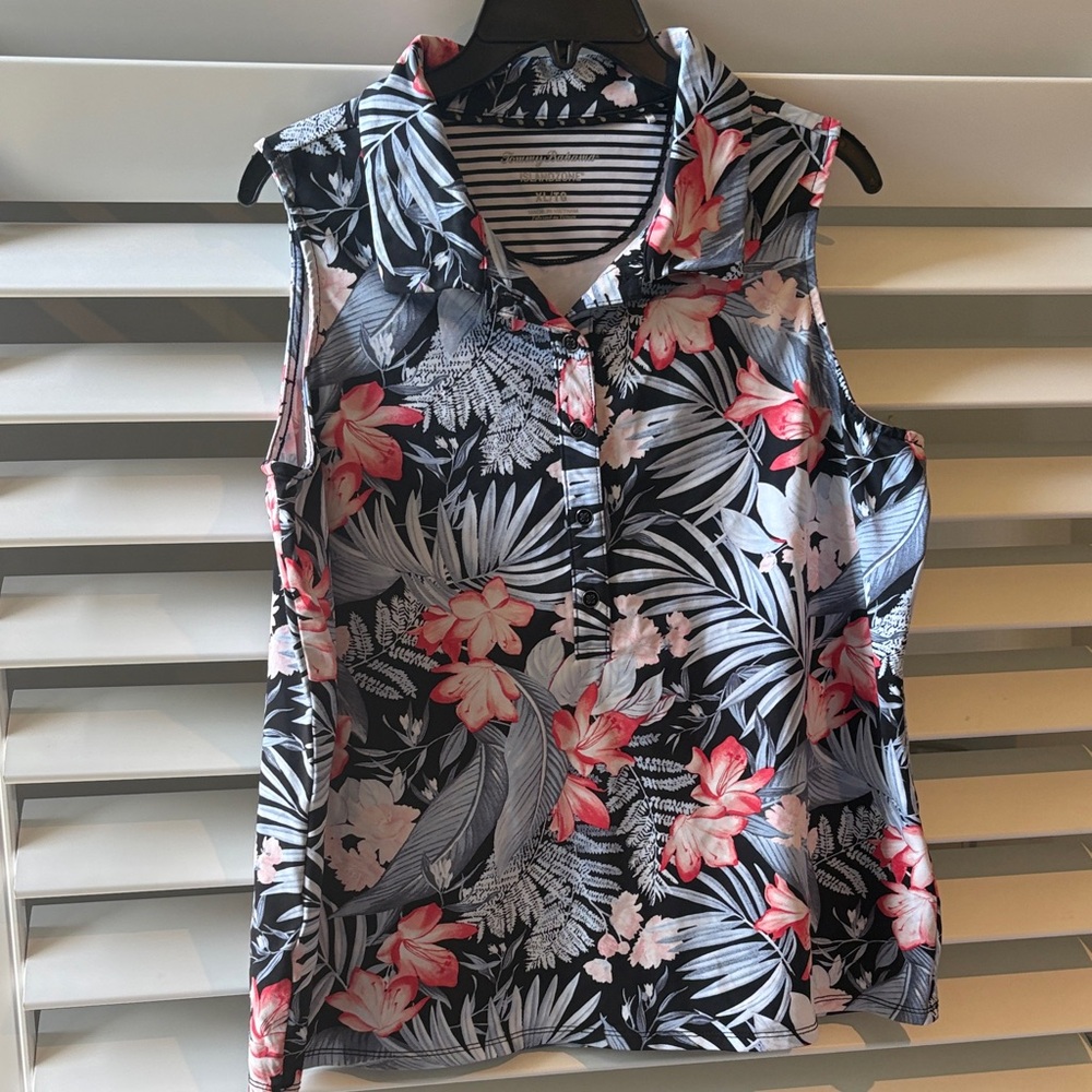 Tommy Bahama Women's Aubrey Floral Island Sleeveless Golf Polo; SZ: XL/TG EUC